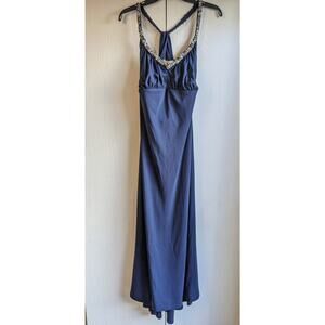 Niki by Niki Livas Women's Navy Blue Round Neck V-neck Prom Long Dress Size 8